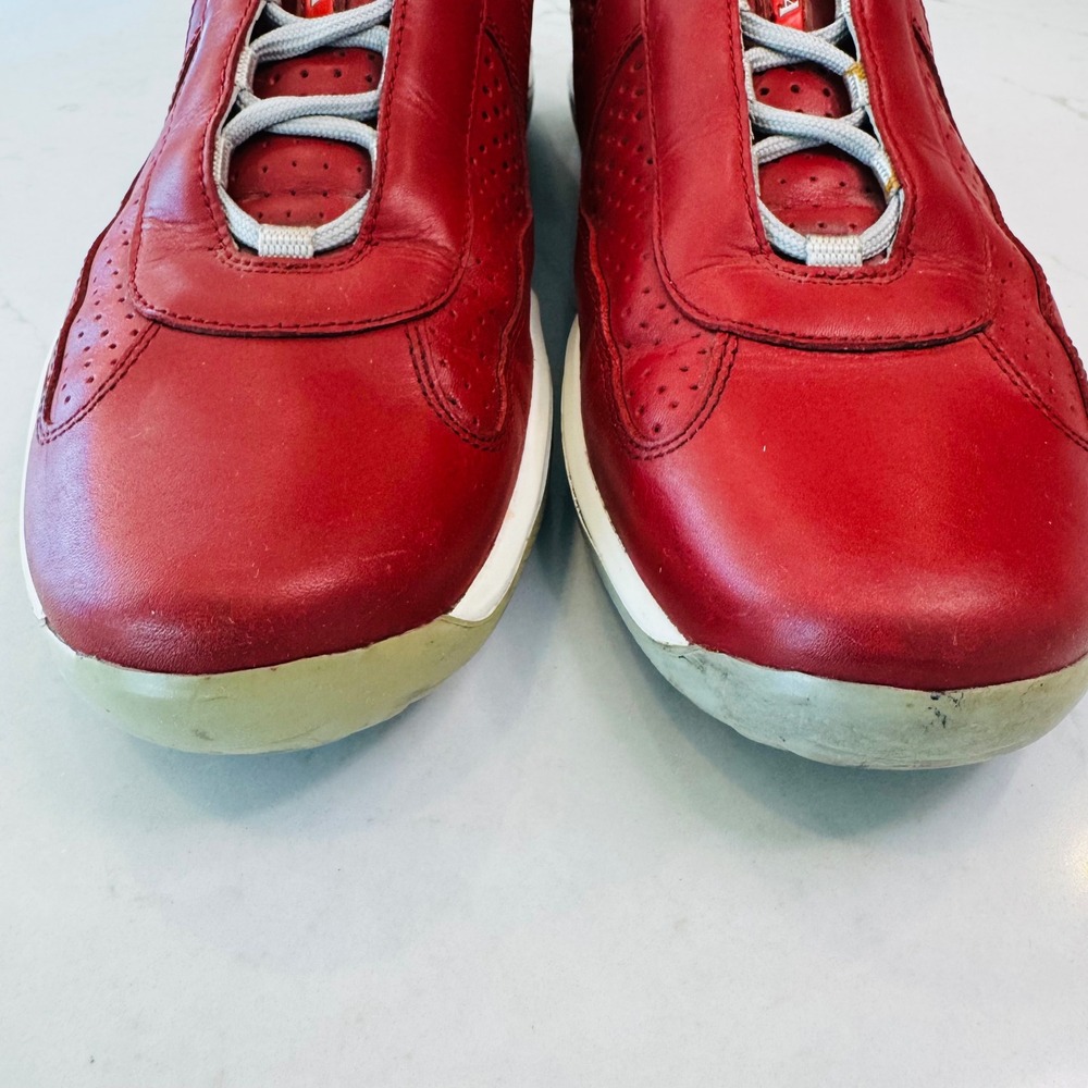 Prada Americas Cup Men 12 Red Leather Sneaker Low Top Trainers Athleisure Sporty - Picture 8 of 14